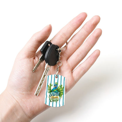 Mahjong Bird Bam Cheers Rectangular Metal Keychain - Splash of Color Co.