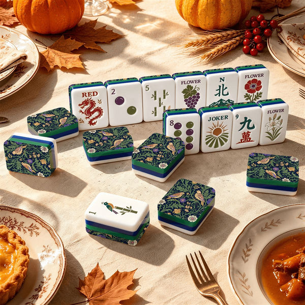 William Morris Arts And Crafts Botanical American Mahjong Tiles With Carry Case
