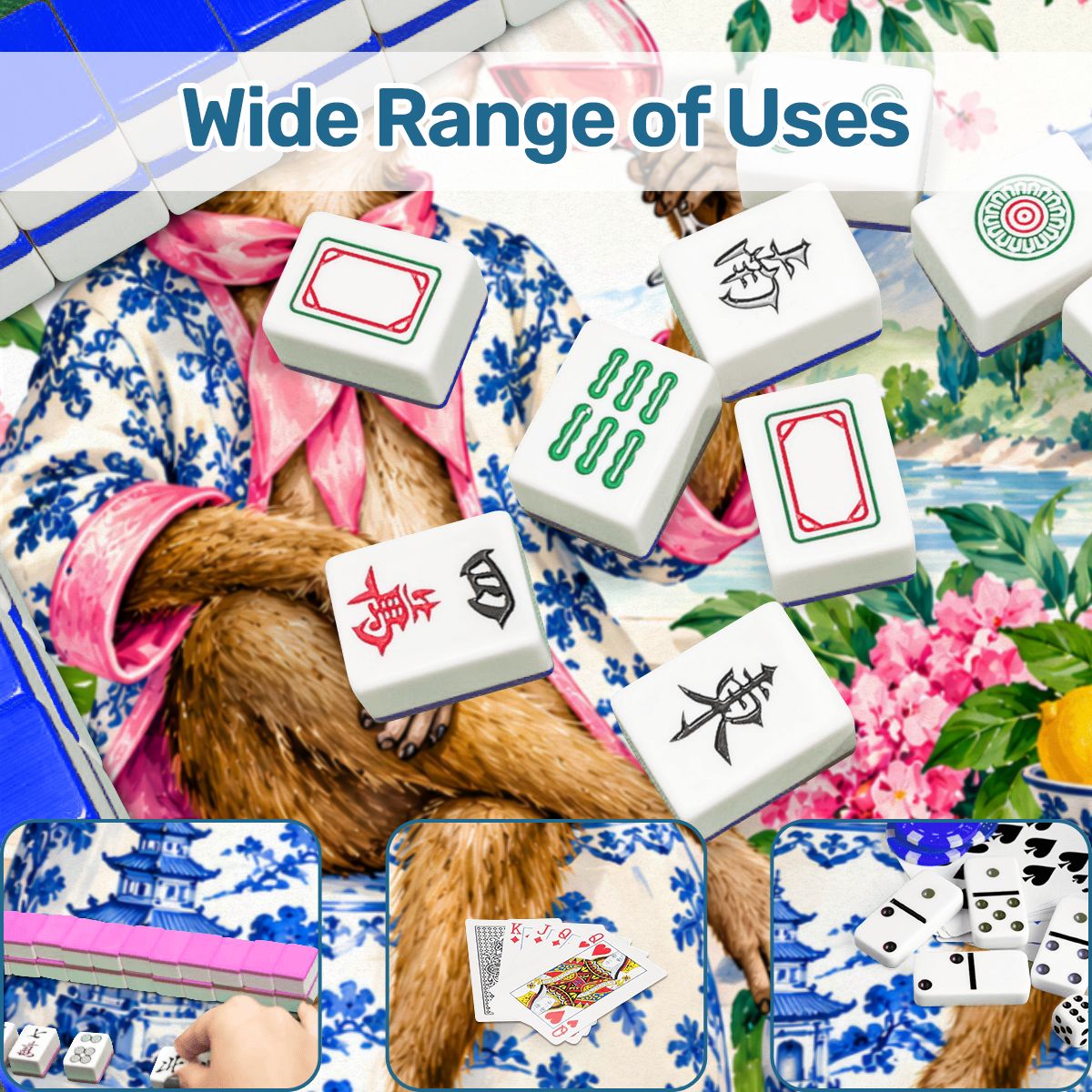 Chinoiserie Monkey Garden Party Round Mahjong Mat - Splash Of Mahj And Color Co.