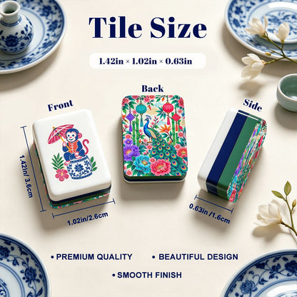 Peony & Peacock Chinoiserie Chic American Engraved Layered Mahjong Tiles - Splash Of Mahj And Color Co.