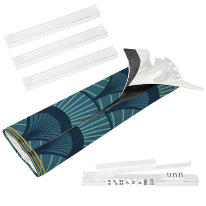 Art Deco Blue Gold Gilded 4 Mahjong Tile Pusher Racks with Bag - Splash of Color Co.