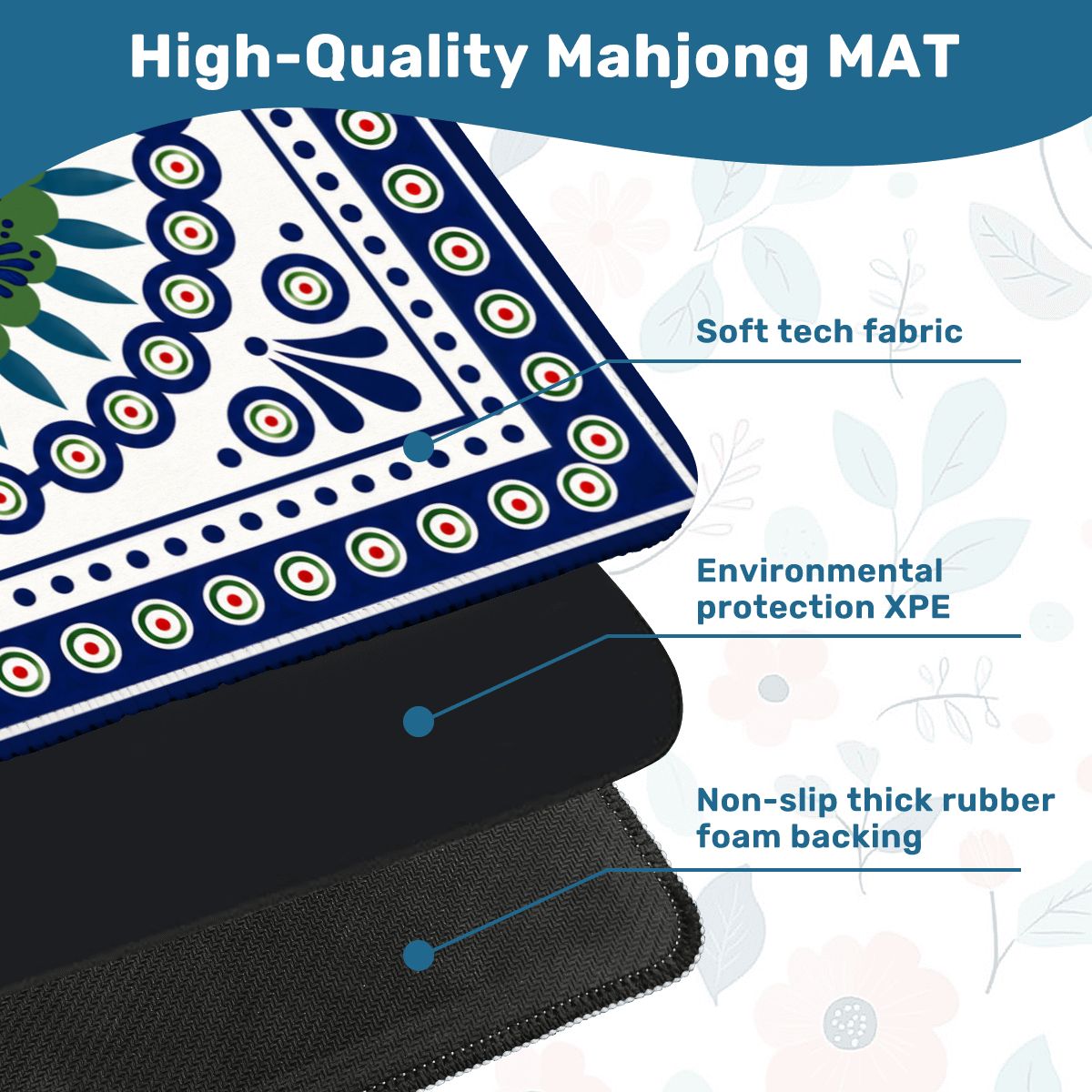 Porcelain Peacock Eye Pottery Inspired Mahjong Mat - Splash Of Mahj And Color Co.
