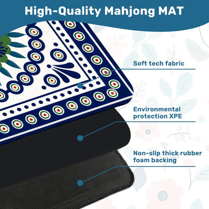 Porcelain Peacock Eye Pottery Inspired Mahjong Mat - Splash Of Mahj And Color Co.