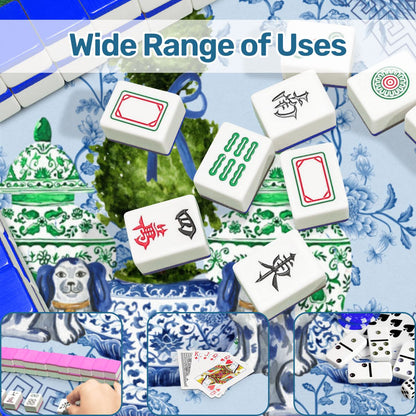 Staffordshire Dogs, Blue Chinoiserie Floral Mahjong Mat