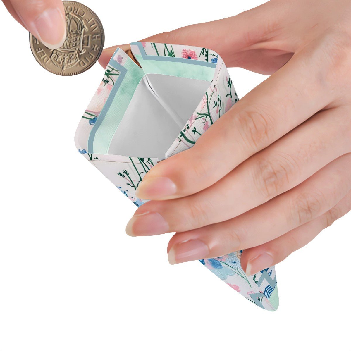 Asian Floral Watercolor Jade Mahjon Leather Dice, Coin Purse - Splash of Color Co.