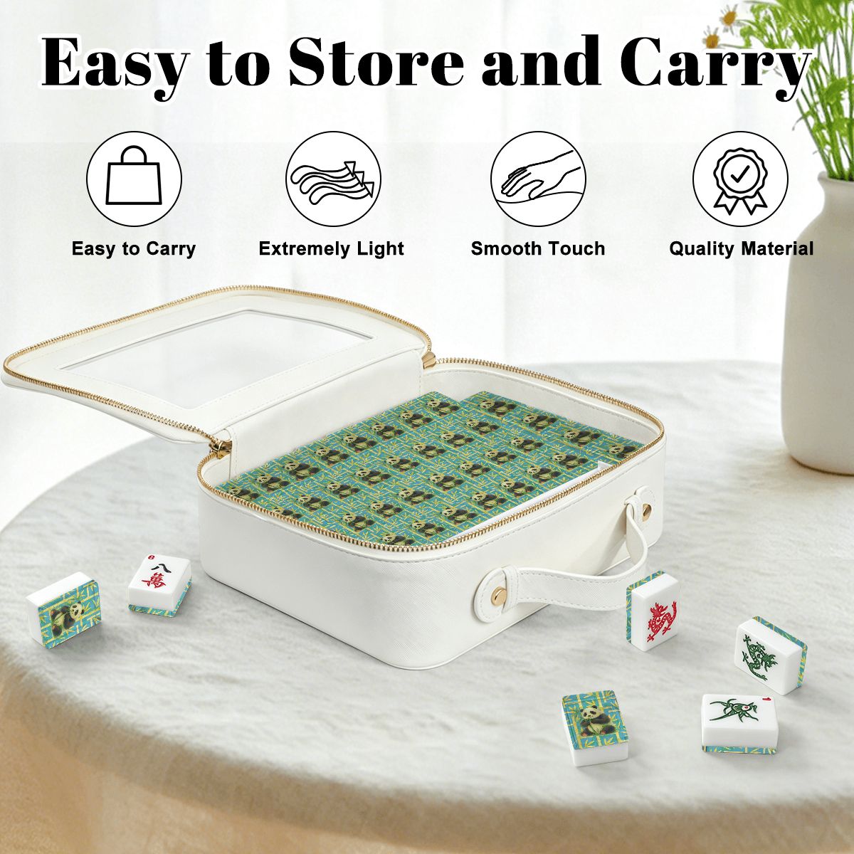 Bamboo Panda Bear American Mahjong Tiles And Carry Bag