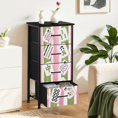 Mahjong Dresser Mahj Accessory Chest Of Drawers Pink Green Preppy Mahj Tile Design - Splash of Color Co.
