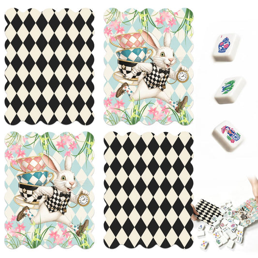 Go Ask Alice Harlequin Designed Scalloped Mahjong Shuffler Cards  Set of 4