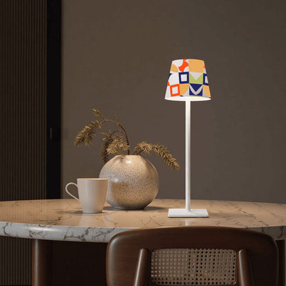 Modern Mahjong Geometric Orange Green Navy Blue LED Cordless Table Lamp