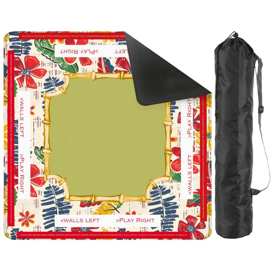 Mahjong Mat Floral Heritage Instructional Learning Mat Blue, Green Yellow Preppy Mahj Mat