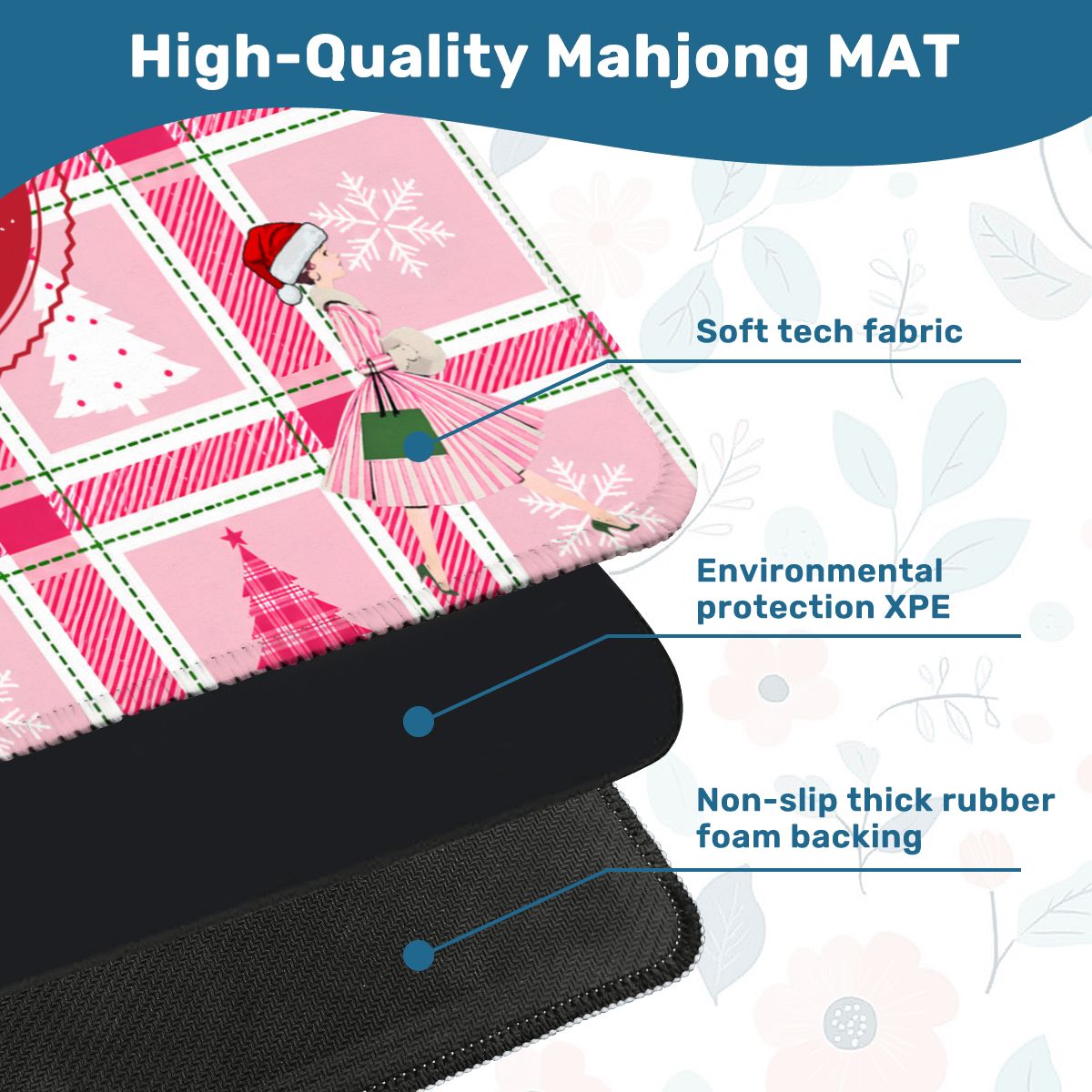 Very Merry Nostalgic Pinkmas Mahjong Mat - Splash Of Mahj And Color Co.
