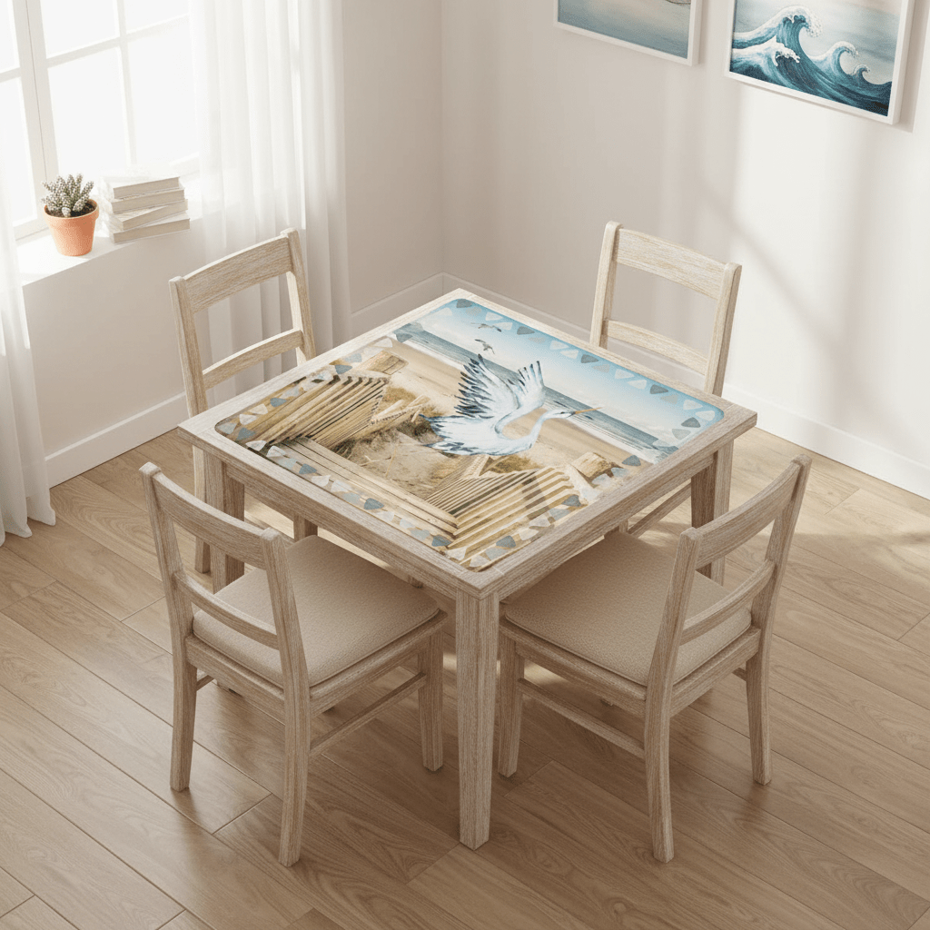 Heron Harbor Mahjong Mat, Beachy Vibe Heron Mahj Mat - Splash of Color Co.