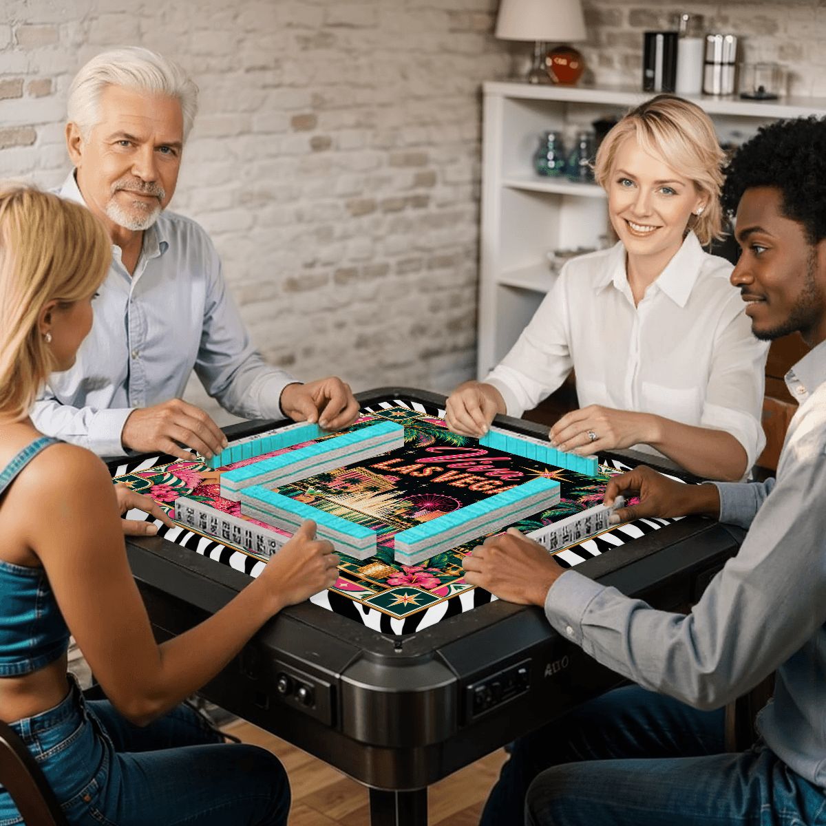 Viva Las Vegas Art Deco Mahjong Mat - Splash Of Mahj And Color Co.