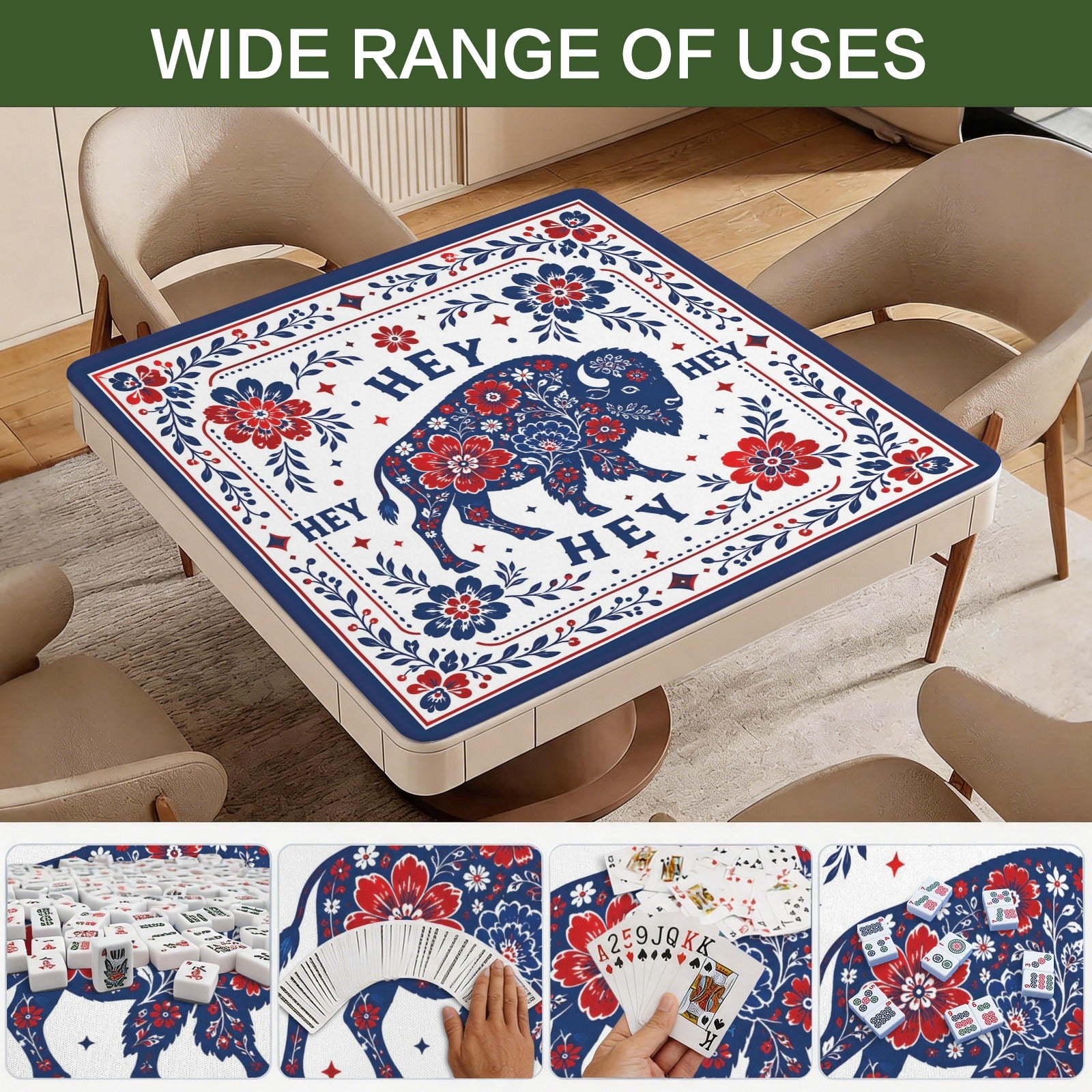 Buffalo Football Fans Mahjong Mat 33x33 - Splash Of Mahj And Color Co.
