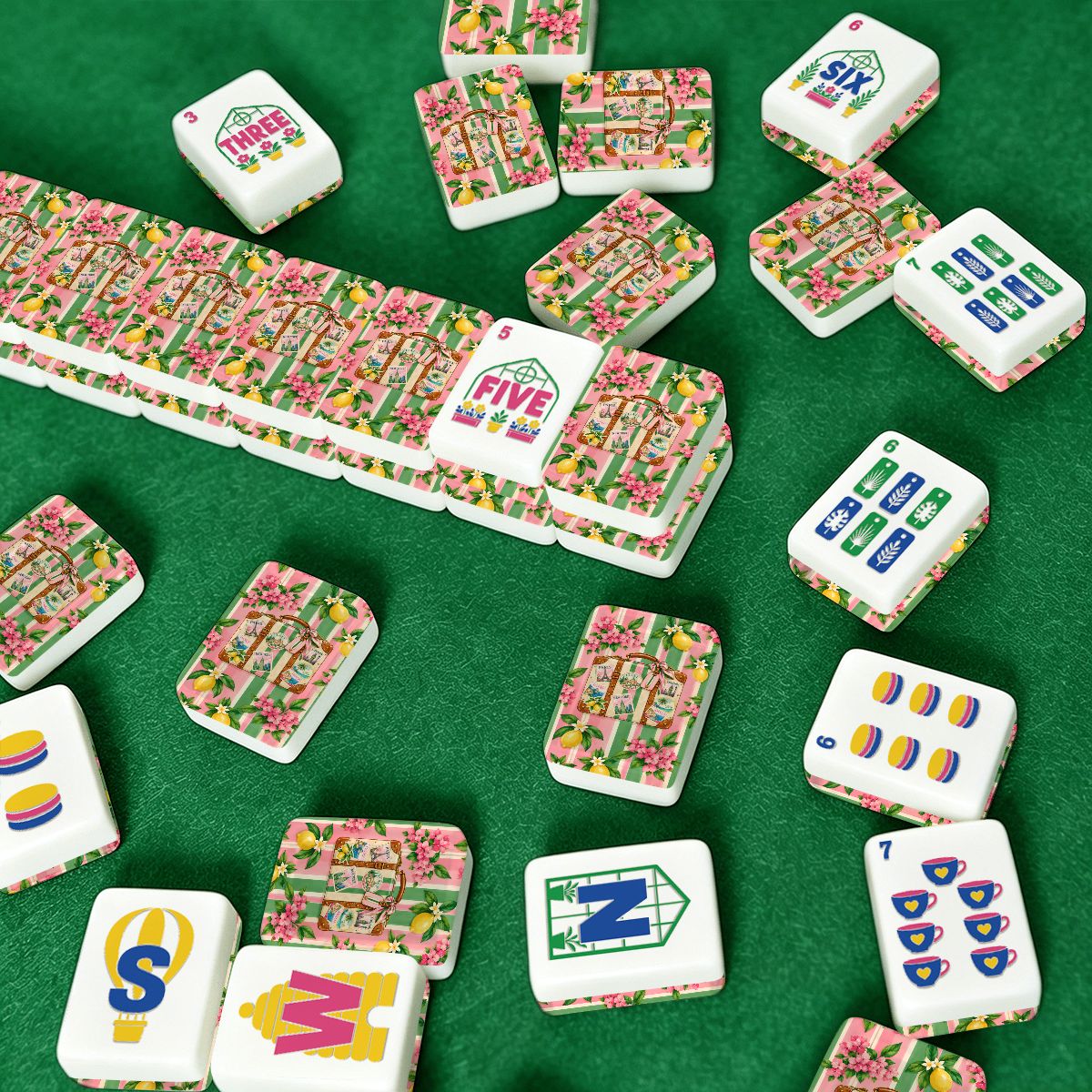 Preppy Garden Traveler American Mahjong Tiles (Floral Garden Style) - Splash Of Mahj And Color Co.