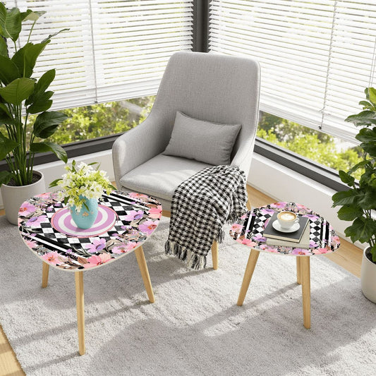 Harlequin Romance Floral Modern Nesting Tables Set of 2 - Splash of Color Co.