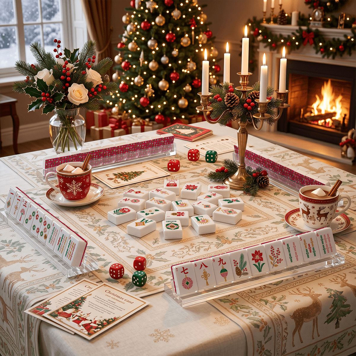 Modcentric Cocktail Hour Glam Holiday Christmas Mahjong Tiles And Carry Case