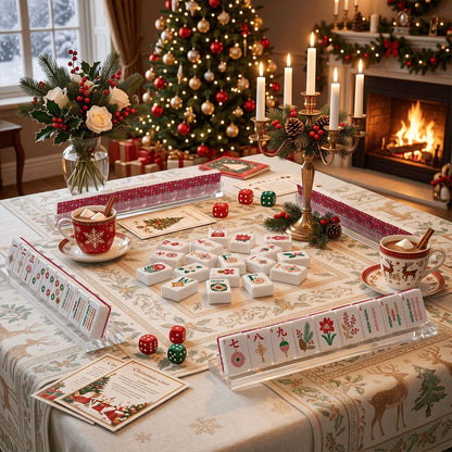 Modcentric Cocktail Hour Glam Holiday Christmas Mahjong Tiles And Carry Case