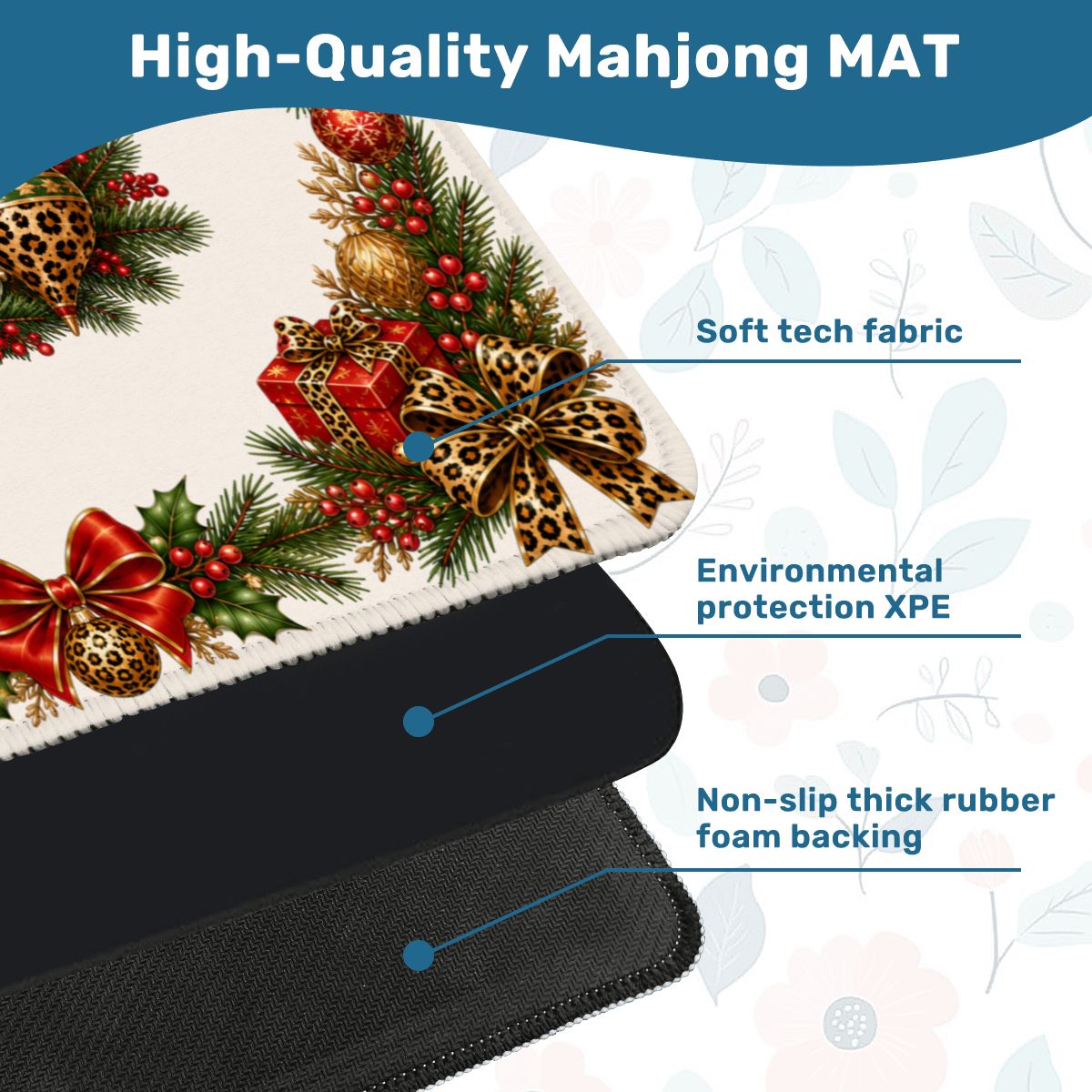The Leopard Mahjong Christmas Mahjong Mat - Splash Of Mahj And Color Co.