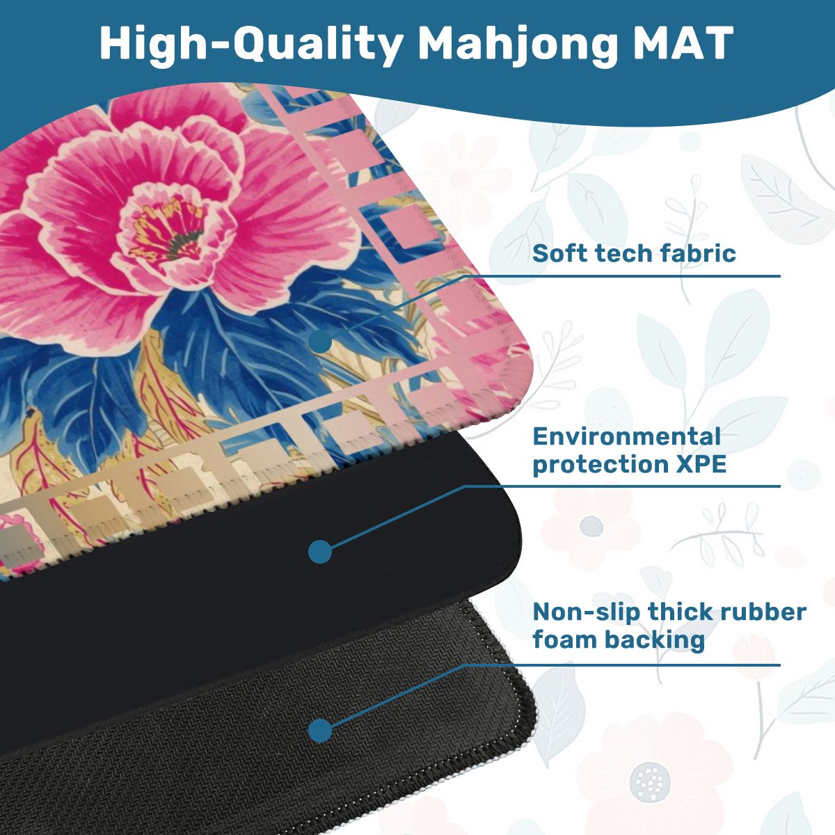 The Secret Garden Floral Pink, Blue Mahjong Mat - Splash of Color Co.