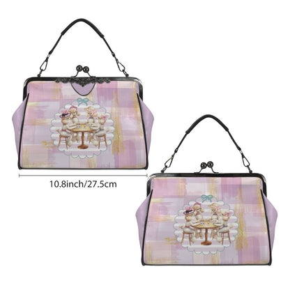 Preppy Poodle Parlor Mahjong Lover Kisslock Crossbody Shoulder Bag - Splash of Color Co.