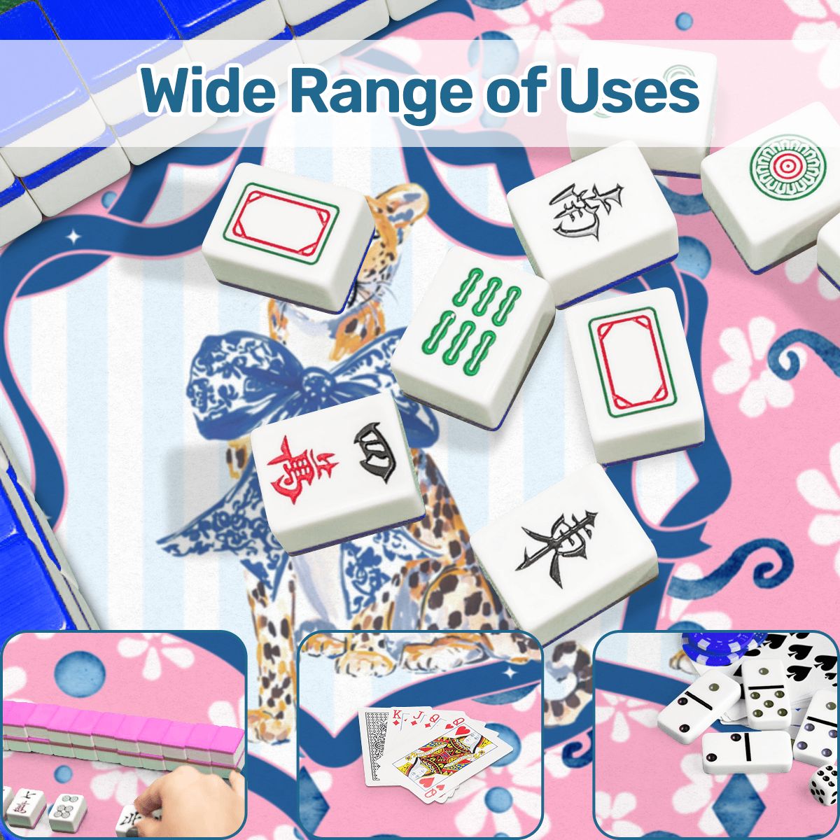 Charleston Cheetah Preppy Pink Floral Mahjong Mat - Splash of Color Co.