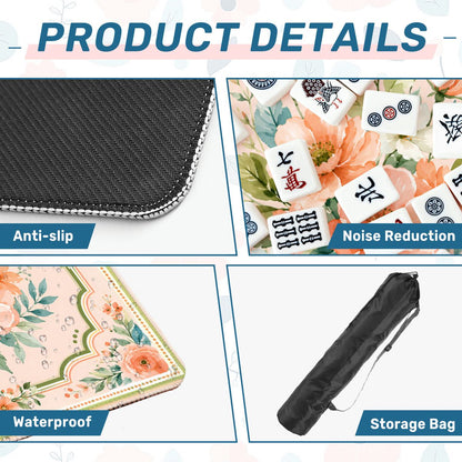 Poppy And Jade Soft Watercolor Mahjong Mat - Splash Of Mahj And Color Co.