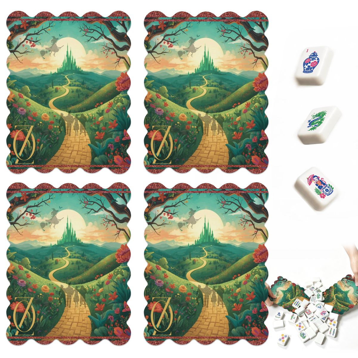 Wizard Of Oz Magical Scalloped Mahjong Shuffler Cards Set of 4 - Splash Of Mahj And Color Co.