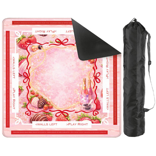 Strawberries And Bubbly Mahjong Mat With Instructions - Splash of Color Co.