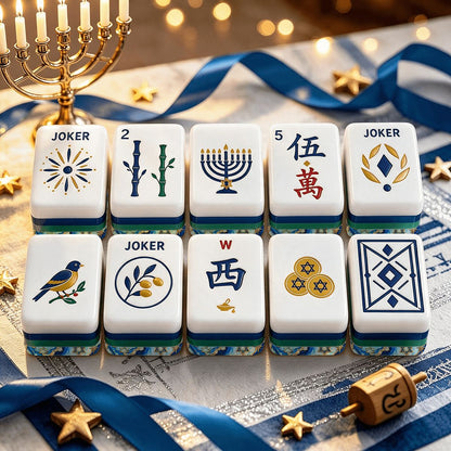 The Gilded Hamsa Heritage Hanukkah Mahjong Tiles And Carry Case
