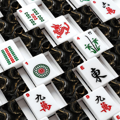 Black Gold And Silver Marbled American Mahjong Tiles And Carry Case