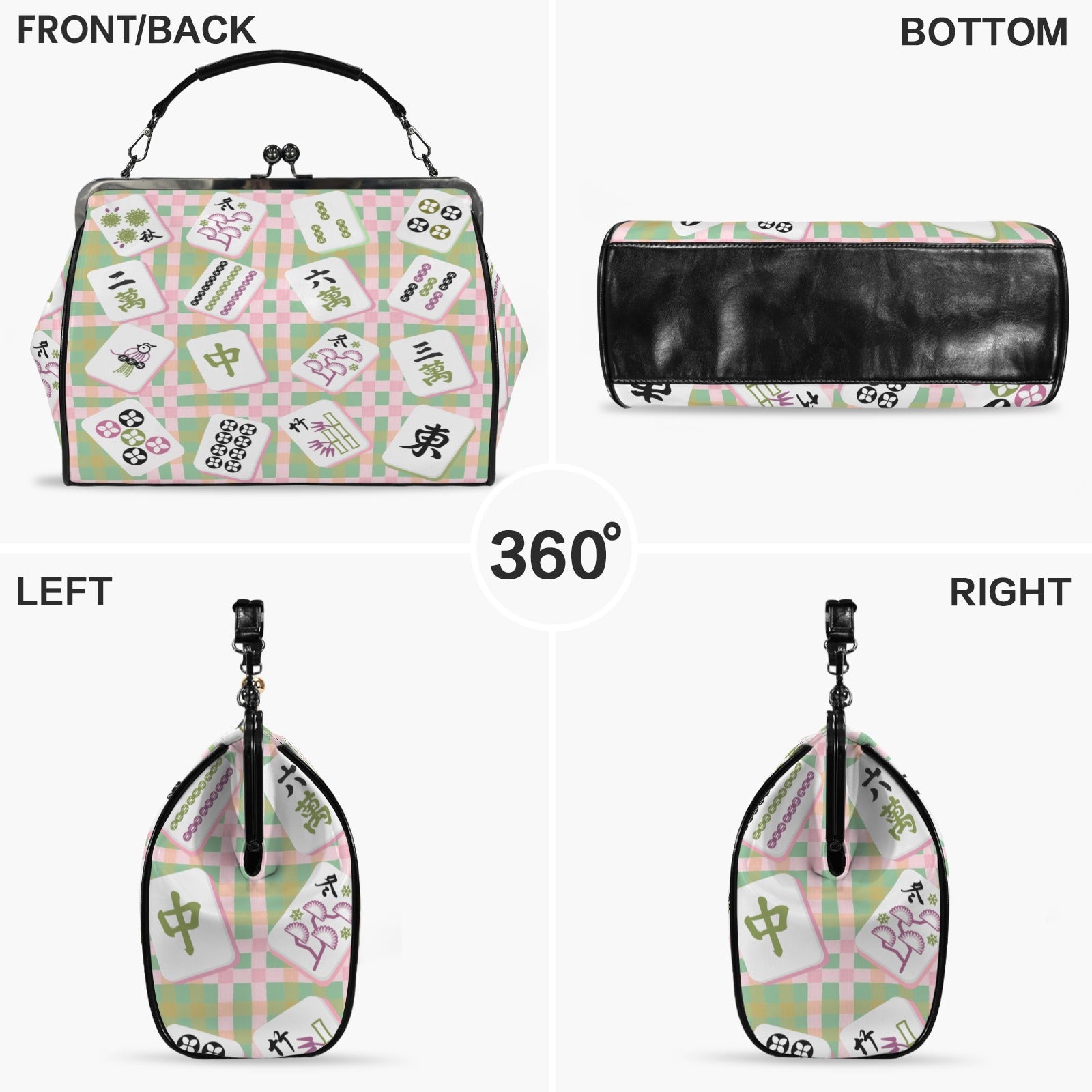 Mahjong Preppy Pastel Modern Kisslock Trendy Shoulder Bag Kisslock Crossbody Shoulder Bag - Splash of Color Co.