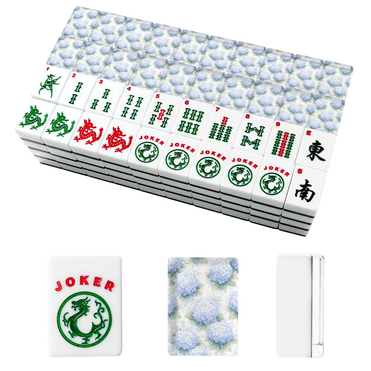 Hydrangeas In Bloom Baby Blue American Mahjong Tiles And Carry Case - Splash Of Mahj And Color Co.