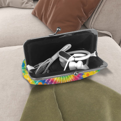 Tie Dye Women's Leather Kiss Lock Coin Purse - Splash Of Mahj And Color Co.