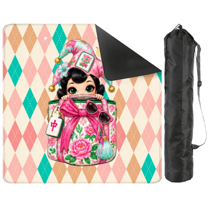 Mahjie The Mascot Harlequin Designed Mini Travel Mahjong Mat - Splash Of Mahj And Color Co.