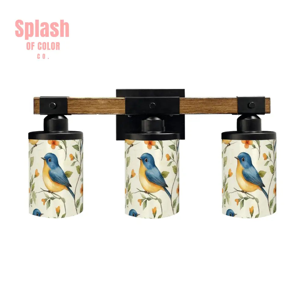 Blue Bird Floral Garden Asian Zen Vanity Light Fixture One Size Wall Lighting