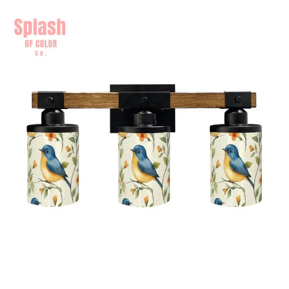 Blue Bird Floral Garden Asian Zen Vanity Light Fixture One Size Wall Lighting