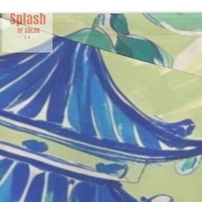 Blue Green Asian Pagoda Floral Cafe Kitchen Valance - One Size - Curtains