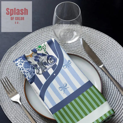Blue Green Staffordshire Asian Chinoisierie Dinner Napkins - Splash of Color co.