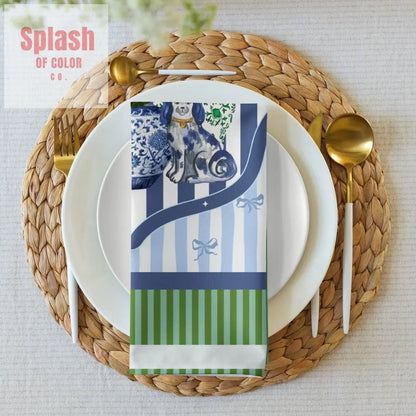 Blue Green Staffordshire Asian Chinoisierie Dinner Napkins - Splash of Color co.