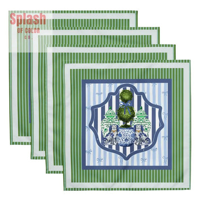 Blue Green Staffordshire Asian Chinoisierie Dinner Napkins - Splash of Color co.