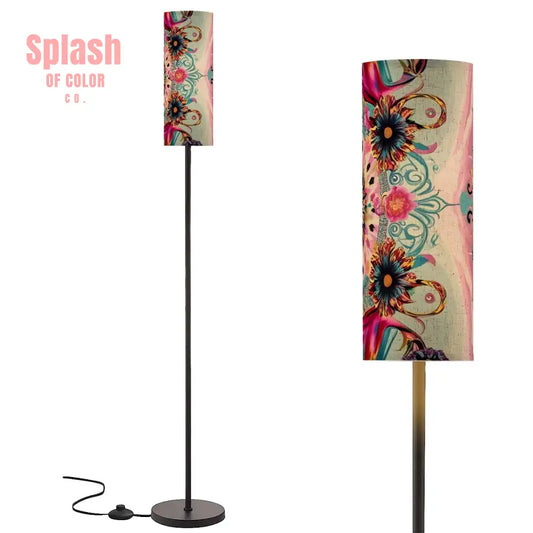 Bohemian Floor Lamp Jeweled Tone Pink Purple Teal Modern Book Nook Lamp One Size Floor Lamps
