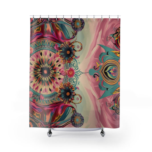 Bohemian Watercolor Shower Curtain Ikat Moody Maximalist Bathroom Decor Home Accessories Unique Bath Curtain Artistic