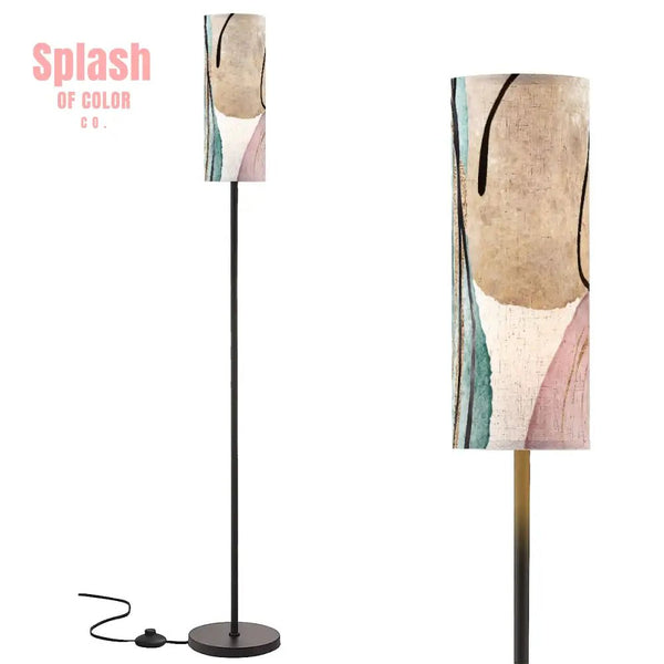 Boho Floor Lamp Bohemian Blush Pink Beige Abstract Modern Standing Lamp One Size Floor Lamps
