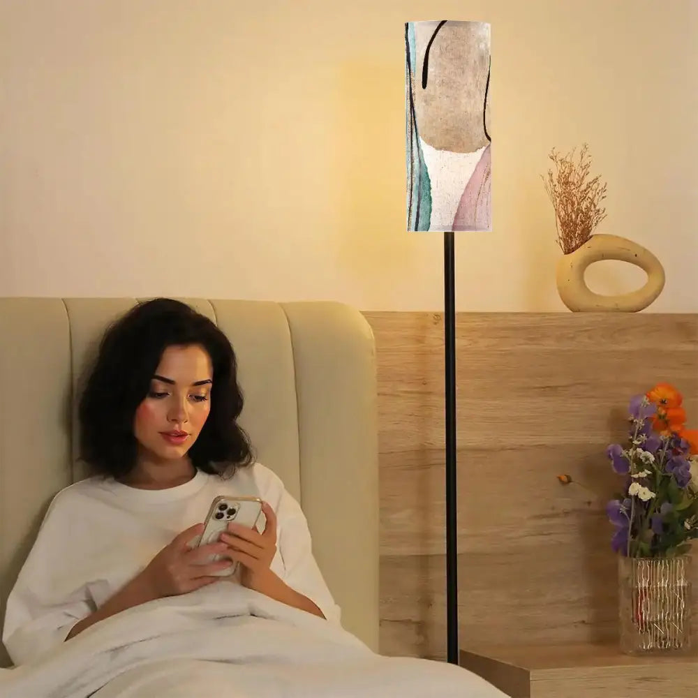 Boho Lighting Modern Floor Lamp Abstract desing Pale Pink Blue Beige Bohemian Home Decor - One Size