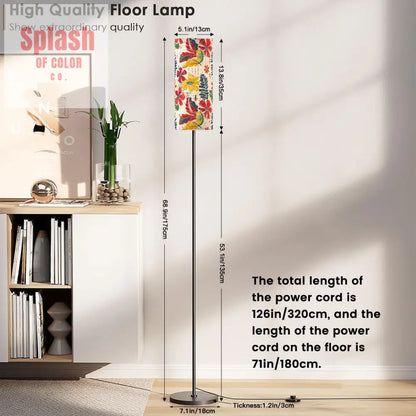 Bold Floral Vintage Heritage Blue Yellow Green Modern Floor Lamp One Size Floor Lamps