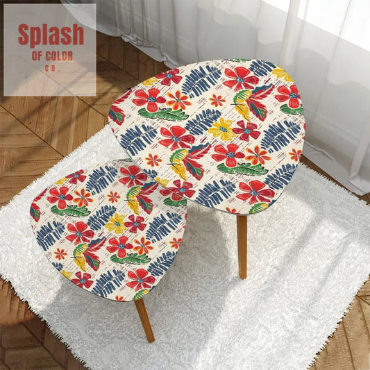 Bold Floral Vintage Heritage Blue Yellow Green Modern Nesting Tables One Size Home Accessories