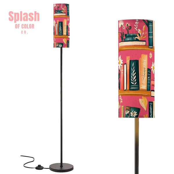 Book Nook Whimsical Hot Pink Floral Floor Lamp Modern Standing Lamp One Size Floor Lamps