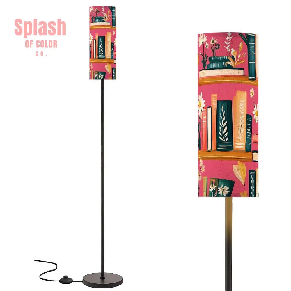 Book Nook Whimsical Hot Pink Floral Floor Lamp Modern Standing Lamp One Size Floor Lamps