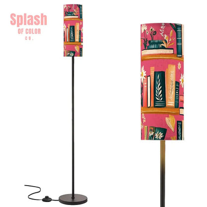 Book Nook Whimsical Hot Pink Floral Floor Lamp Modern Standing Lamp One Size Floor Lamps